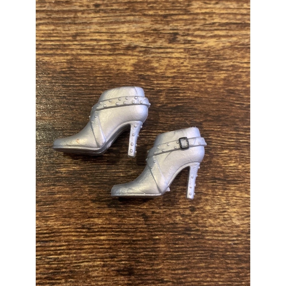 BARBIE HEELS BOOTIES ANKLE BOOTS GRAY STUDDED STILETTO FASHION CUTE DOLL SHOES